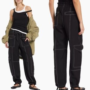 Ganni Wide-Leg Drawstring Cargo Pants